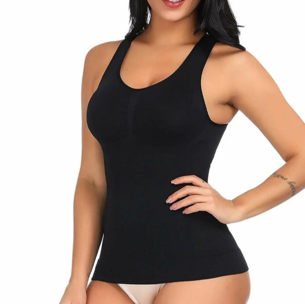 Woman Ocean Black Shapewear Compression Cami Tank Top Small NEW NWT